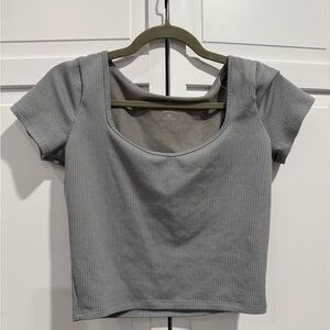 Hollister Gray Ribbed Crop Top